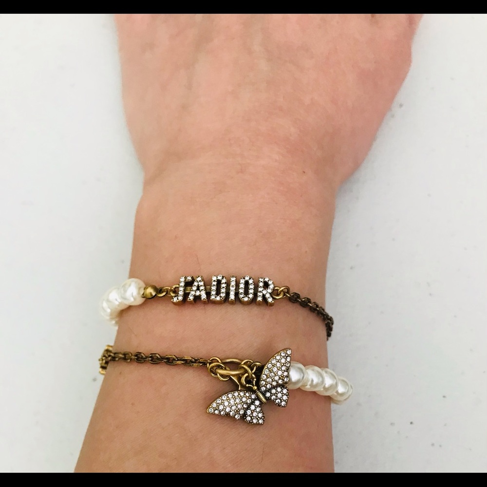 Auth Dior Double Chain 9” Jadior Bracelet